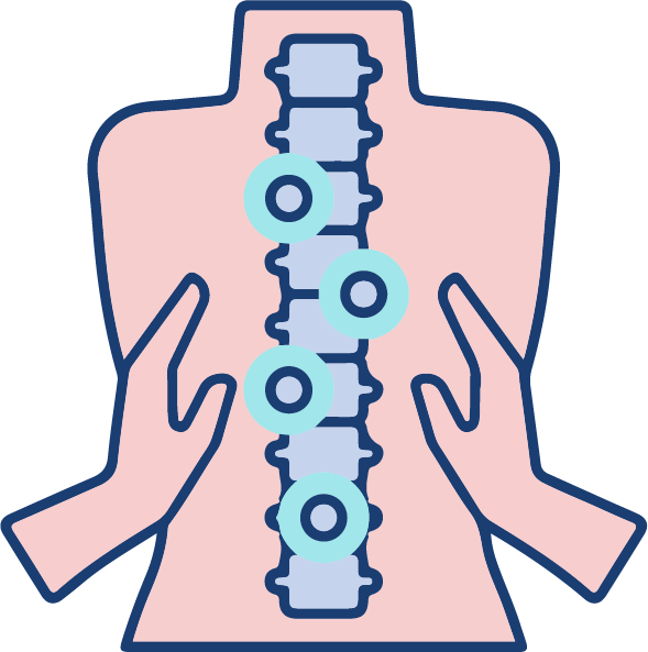 Icono mostrando puntos de daño y dolor en una columna vertebral